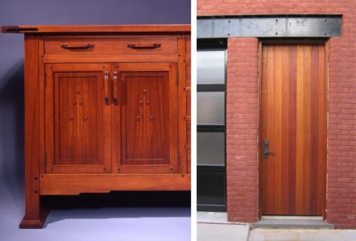 A cabinet and exterior made of mahogany highlight the wood's deep, rich color. 