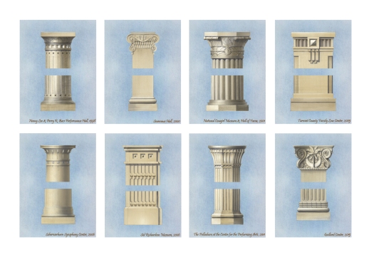 Custom column capitals designed by David M. Schwarz Architects